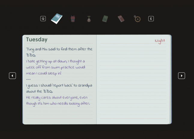 A screenshot of the journal in the game.